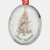 Waterverf kerstboom metalen ornament (Links)