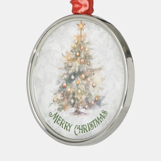 Waterverf kerstboom metalen ornament (Links)