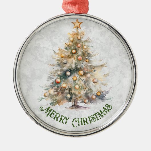 Waterverf kerstboom metalen ornament (Voorkant)
