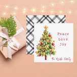 Waterverf Kerstboom Modern Peace Love Joy Notitiekaartje<br><div class="desc">Waterverf kerstboom Modern Peace Love Joy Note Kaart Deze notitiekaart brengt feestelijke traditie en moderne elegantie met dit trendy en stijlvolle waterverf kerstboomontwerp. Dit betoverende ontwerp geeft de geest van het vakantieseizoen weer. Moderne eenvoudige typografie "vrede, liefde, vreugde" is een eenvoudig geformuleerde en eigentijdse kerstboodschap. Deze notitiekaart is de perfecte...</div>