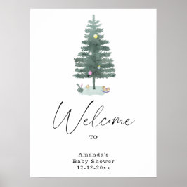 Waterverf kerstboom modern poster