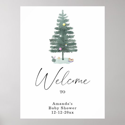 Waterverf kerstboom modern poster (Voorkant)