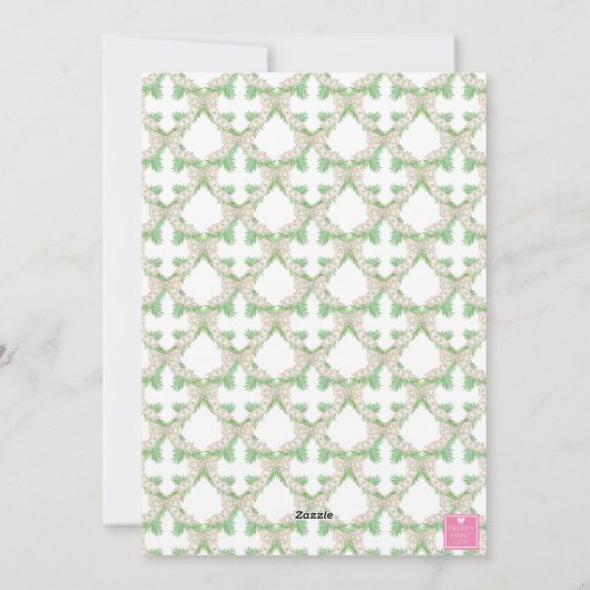 Waterverf Kerstboom Monogram Crest Foto Feestdagenkaart (Achterkant)