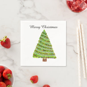 Waterverf kerstboom Napkins Servet