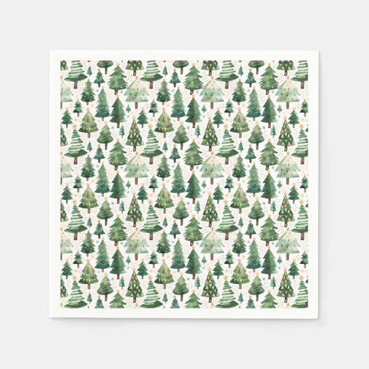 Waterverf kerstboom Napkins Servet (Voorkant)