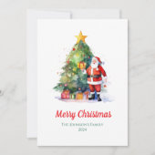 Waterverf kerstboom niet foto feestdagenkaart (Voorkant)