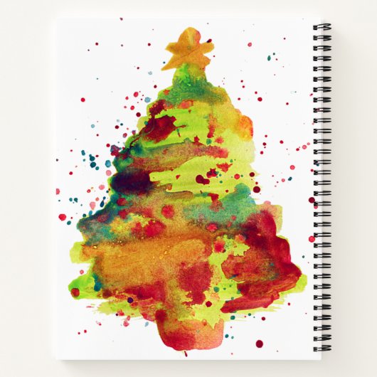 Waterverf kerstboom notitieboek (Achterkant)