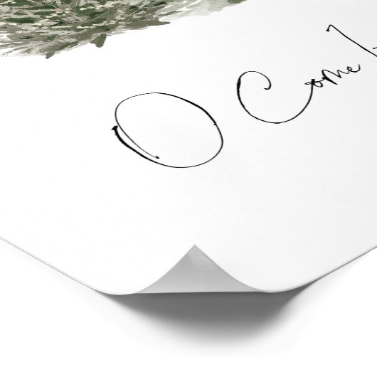 Waterverf Kerstboom O kom, laten we Hem aanbidden Poster (Hoek)