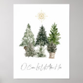 Waterverf Kerstboom O kom, laten we Hem aanbidden Poster (Voorkant)