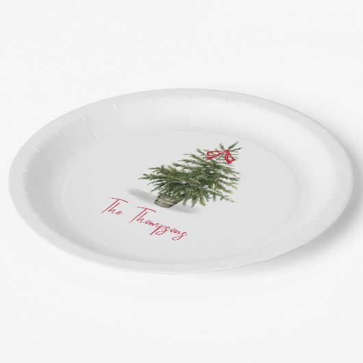 Waterverf kerstboom op maat papieren bordje (Gekanteld)