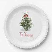 Waterverf kerstboom op maat papieren bordje (Voorkant)