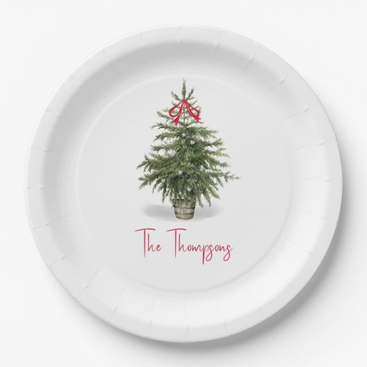 Waterverf kerstboom op maat papieren bordje (Voorkant)