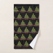 Waterverf kerstboom op zwart bad handdoek (Handdoek)