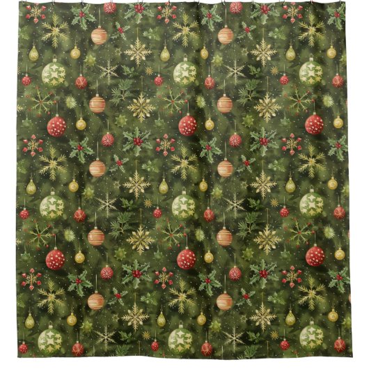 Waterverf kerstboom ornament douchegordijn (Voorkant)