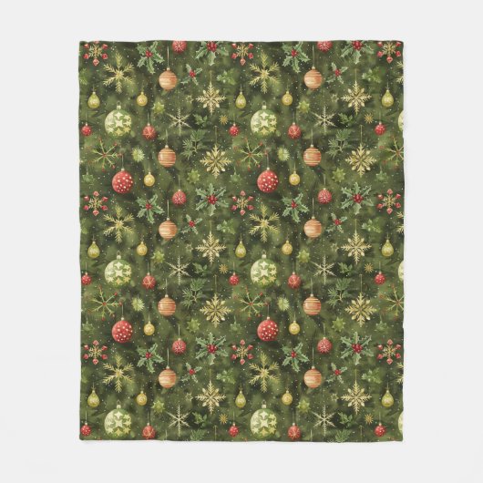 Waterverf kerstboom ornament fleece deken (Voorkant)