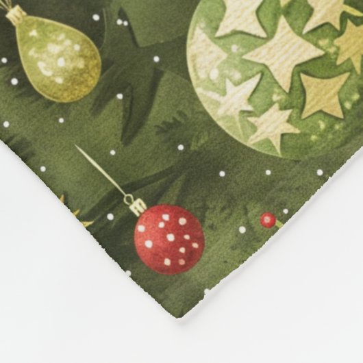 Waterverf kerstboom ornament fleece deken (Hoek)