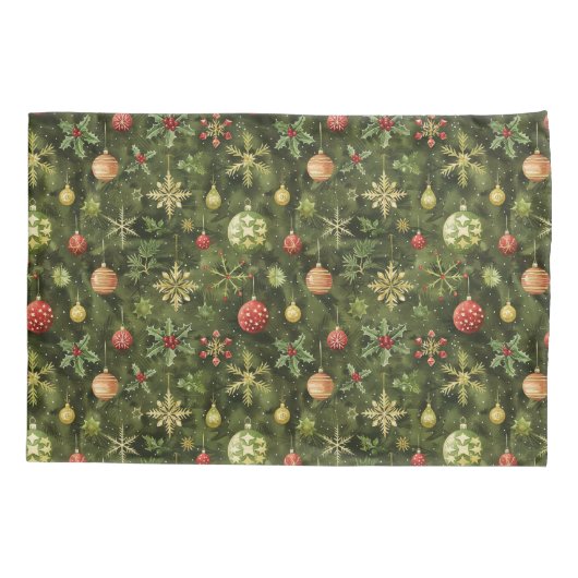 Waterverf kerstboom ornament kussensloop (Achterkant)