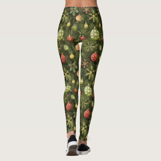 Waterverf kerstboom ornament leggings (Achterkant)