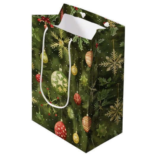 Waterverf kerstboom ornament medium cadeauzakje (Voorkant Gekanteld)