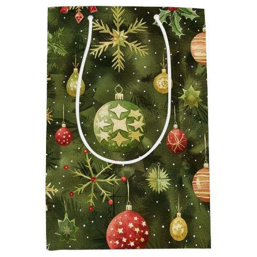 Waterverf kerstboom ornament medium cadeauzakje (Voorkant)