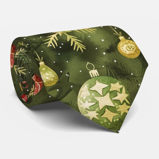 Waterverf kerstboom ornament stropdas (Opgerold)