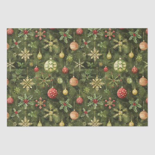 Waterverf kerstboom ornament tissuepapier (Voorkant)