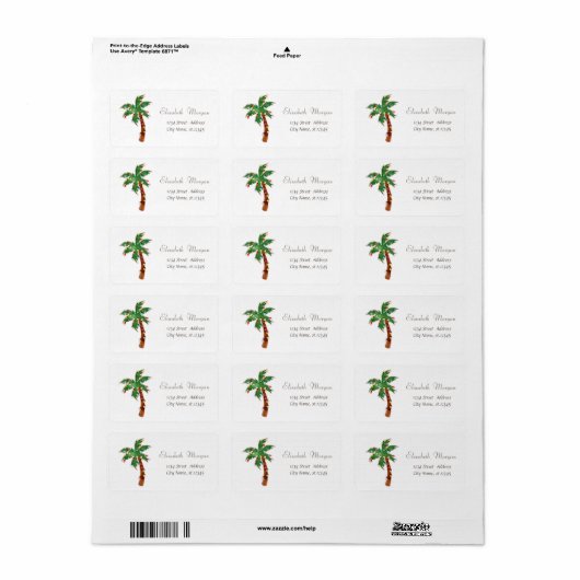 Waterverf Kerstboom Palm String Lights Etiket (Full Sheet)