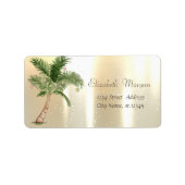 Waterverf kerstboom palmballen goud etiket (Voorkant)