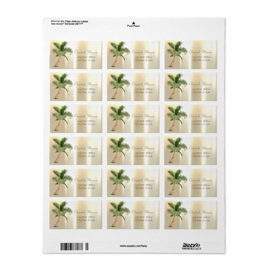 Waterverf kerstboom palmballen goud etiket (Full Sheet)