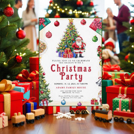 Waterverf Kerstboom Party Invitation Kaart