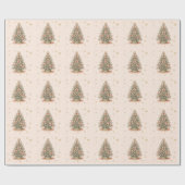 Waterverf Kerstboom Perzik Mint Kerstfeest Cadeaupapier (Vlak)