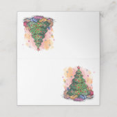 Waterverf kerstboom plaatskaartje (Buitenkant ongevouwen)