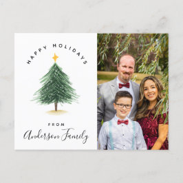 Waterverf kerstboom Prettige feestdagen foto Briefkaart