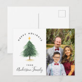 Waterverf kerstboom Prettige feestdagen foto Briefkaart (Voorkant / Achterkant)