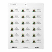 Waterverf kerstboom retouradres etiket (Full Sheet)