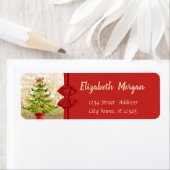 Waterverf kerstboom, rode bol, gouden glitterij etiket (Insitu)