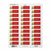 Waterverf kerstboom, rode bol, gouden glitterij etiket (Full Sheet)