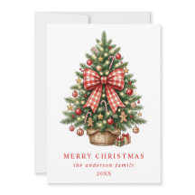 Waterverf Kerstboom Rode Gingham Strik Foto