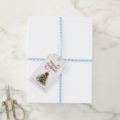 Waterverf Kerstboom Rode Strik Confetti Cadeau Cadeaulabel (Met Touw)