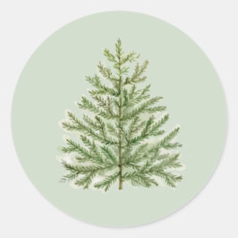 Waterverf kerstboom ronde sticker
