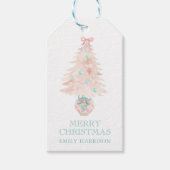 Waterverf Kerstboom Roze Grandmillennial Cadeaulabel (Voorkant)