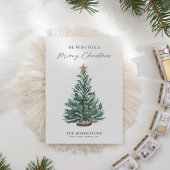 Waterverf kerstboom rustiek modern feestdagenkaart