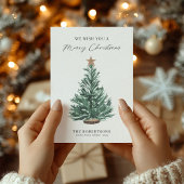Waterverf kerstboom rustiek modern feestdagenkaart