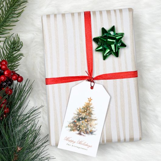  Waterverf Kerstboom Script Cadeaulabel
