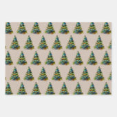 Waterverf kerstboom Snowflake Tekening Blauw Inpakpapier Vel (Voorkant 2)