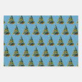 Waterverf kerstboom Snowflake Tekening Blauw Inpakpapier Vel (Voorkant)