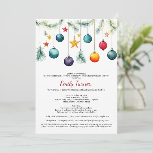 Waterverf kerstboom takken Vrijgezellenfeest Kaart (Staand voorkant)