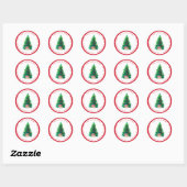 Waterverf kerstboom | Terugkeeradres feestdag Ronde Sticker (Vel)