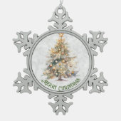 Waterverf kerstboom tin sneeuwvlok ornament (Voorkant)