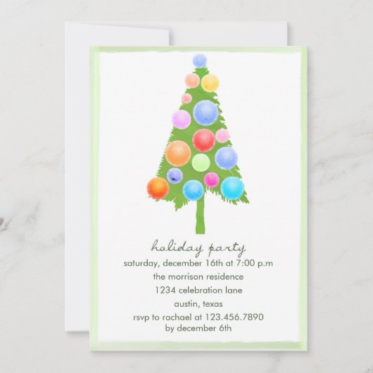 Waterverf kerstboom - Uitnodiging voor een feestje (Voorkant)